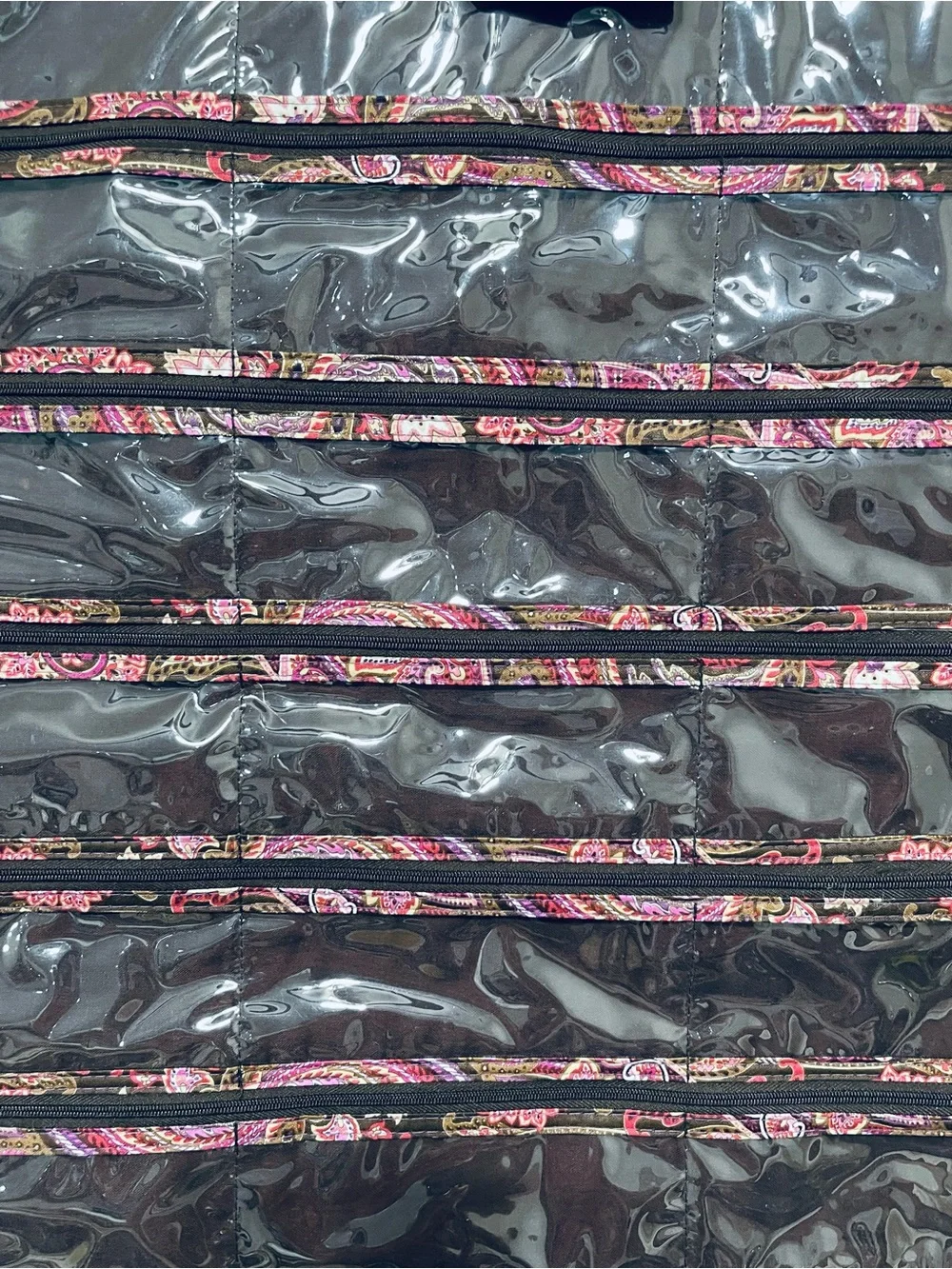 Raymond Waites Hanging Jewelry Organizer Paisley Double Sided Zippered Pockets
